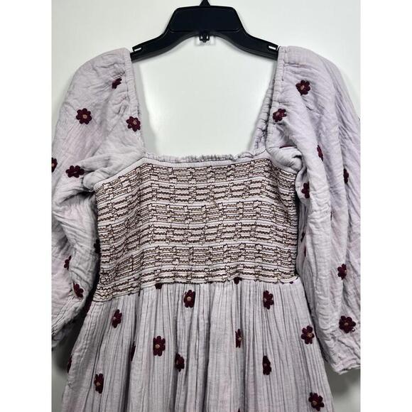 Free People Dahlia Embroidered Dress Frosted Lavender Combo Sz Small Rare - Picture 7 of 9